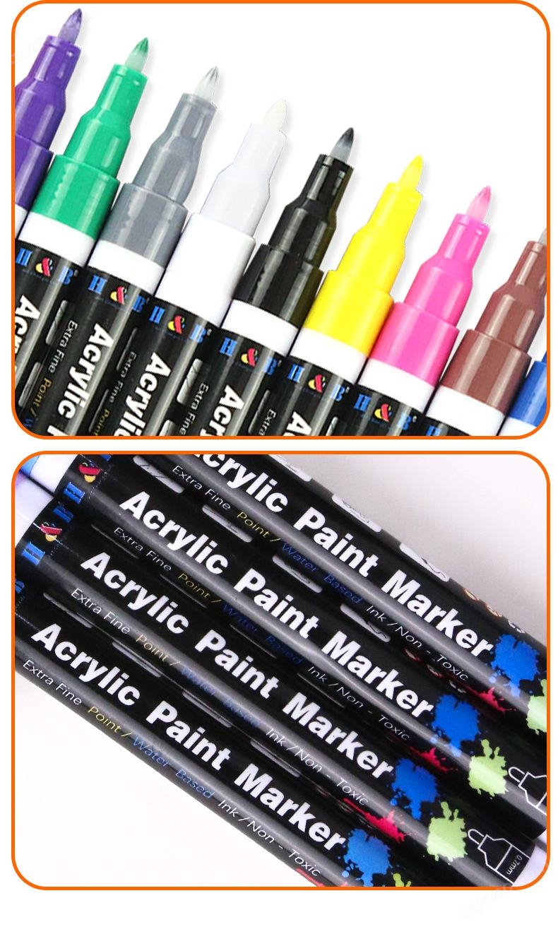 跨境热卖H&B丙烯记号笔套装 24色金属彩色马克笔美术绘画彩笔批发
