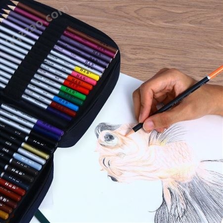 H&B123件素描油性彩铅套装美术绘图绘画水溶性彩色铅笔批发定 制