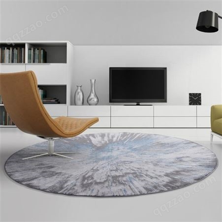 土耳其圆形地毯客厅现代灰色卧室书房电脑桌北欧轻奢餐桌耐脏地垫